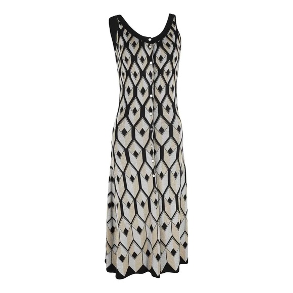Paco Rabanne Geometric-Intarsia Metallic-Weave
Midi Dress In Multicolour Viscose - Picture 1 of 9